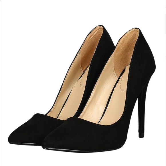 Anne Michelle Black Suede Heels - Picture 2 of 12